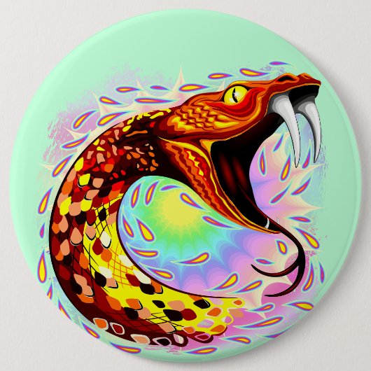 Schlangenangriff Psychedelische surreale Kunst Button (Vorderseite)