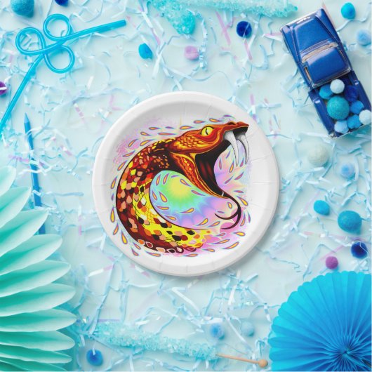 Schlangenangriff Psychedelische surreale Kunst Pappteller (Party)