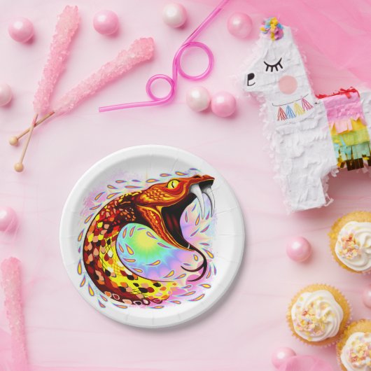 Schlangenangriff Psychedelische surreale Kunst Pappteller (Party)