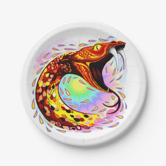 Schlangenangriff Psychedelische surreale Kunst Pappteller (Vorderseite)