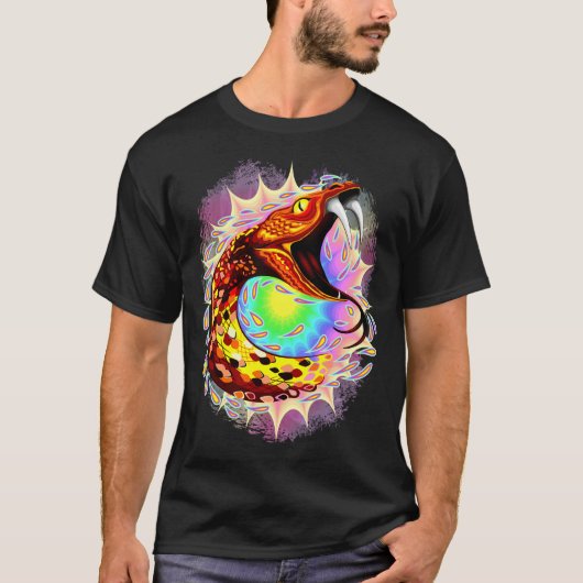 Schlangenangriff Psychedelische surreale Kunst T-Shirt (Vorderseite)