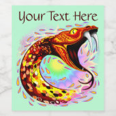 Schlangenangriff Psychedelische surreale Kunst Weinetikett (Einzelnes Label)