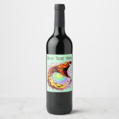 Schlangenangriff Psychedelische surreale Kunst Weinetikett (Vorderseite)