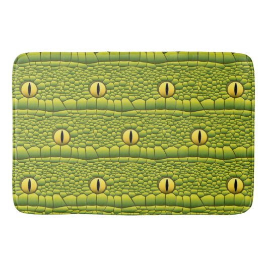 Schlangenaugenmuster - Abstraktes grünes Reptil Badematte (Vorderseite)