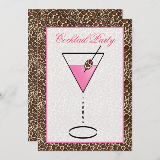 Schlangencocktail-Party Einladung (Vorne/Hinten)