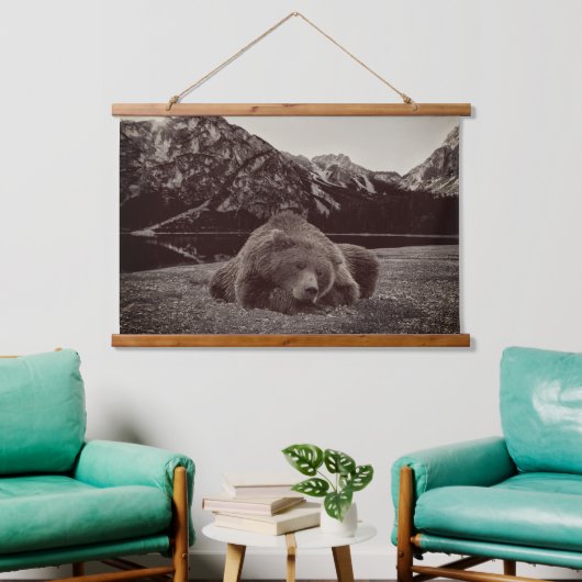 Schlangengebirge Rustikale Kabine Wandteppich Mit Holzrahmen (Wohnzimmer)