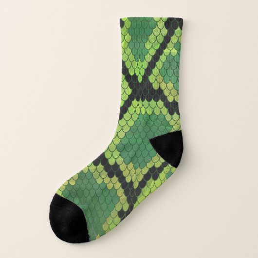 Schlangengrüne Schuhe Socken (Links - Außen)