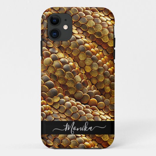 Schlangenhaut golden und Glitzer Case-Mate iPhone Hülle (Rückseite)