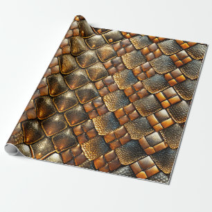 Schlangenhaut golden und Glitzer Geschenkpapier