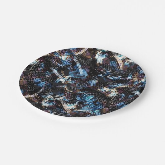 Schlangenhaut Pappteller (Schrägansicht)