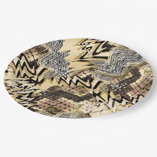 Schlangenhaut, Tiger. Pappteller (Schrägansicht)