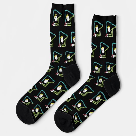 Schlangenmensch-Strichmännchen Socken (Linkes Detail)