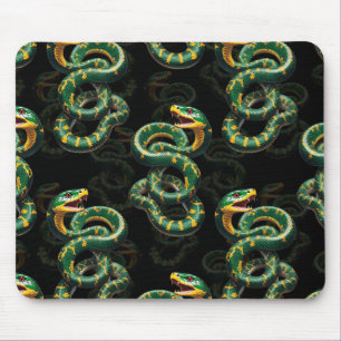 Schlangenmuster-Design mit schwarzem Hintergrund  Mousepad