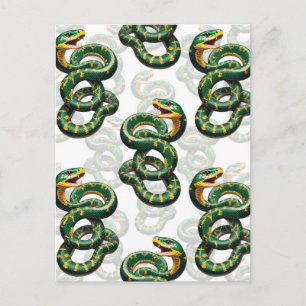 Schlangenmuster-Design mit weißem Hintergrund Postkarte