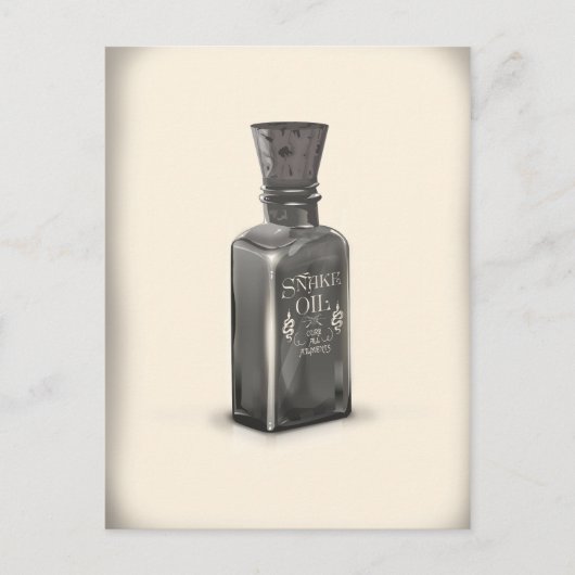 Schlangenöl "Cure All Ailes" Flasche lustiges Plak Postkarte (Vorderseite)