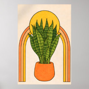 Schlangenpflanze Regenbogen Poster, Boho Botanisch Poster