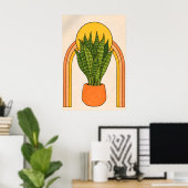 Schlangenpflanze Regenbogen Poster, Boho Botanisch Poster (Heimbüro)