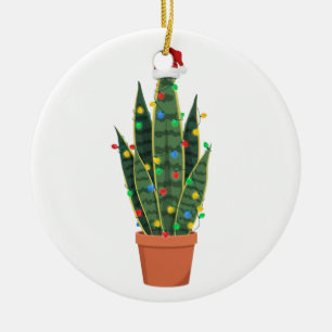 Schlangenpflanze Santa Hut Lichter Lustige Pflanze Keramik Ornament