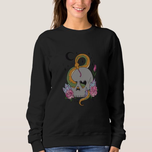 Schlangenreptil Schädel Blume Sweatshirt (Vorderseite)