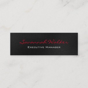 Schlank Grau Rot Schrift Professionell Modern Tren Mini Visitenkarte