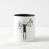 Schlanker Mann aber nicht so beängstigende Tasse (Zentrum)