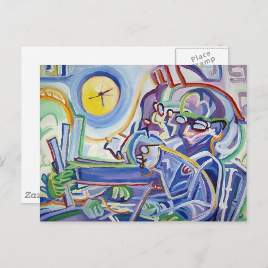 Schlanker Mann mit Ruder Postkarte (Vorne/Hinten)