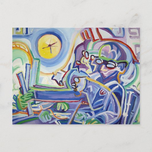 Schlanker Mann mit Ruder Postkarte (Vorderseite)