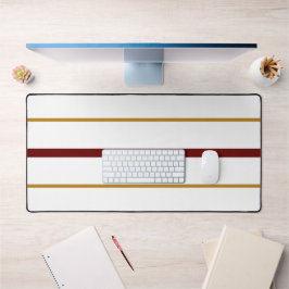 Schlankere, tiefrote, braune Rennstreifen auf Weiß Schreibtischunterlage