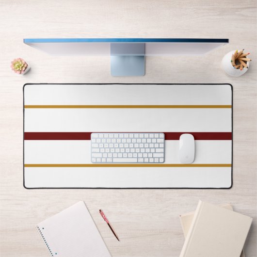 Schlankere, tiefrote, braune Rennstreifen auf Weiß Schreibtischunterlage (Büro 1)