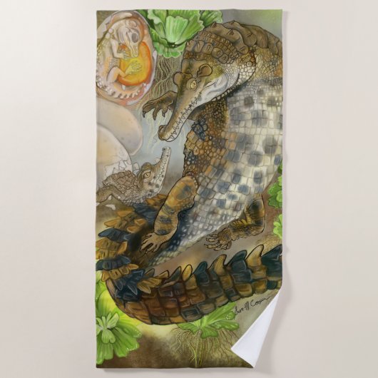 schlankes Krokodil Strandtuch (Vorderseite)