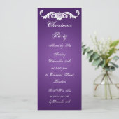 Schlankes Party Vintages Ornament auf Lila Einladung (Stehend Vorderseite)