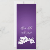 Schlankes Party Vintages Ornament auf Lila Einladung (Rückseite)