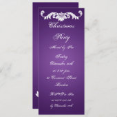 Schlankes Party Vintages Ornament auf Lila Einladung (Vorne/Hinten)