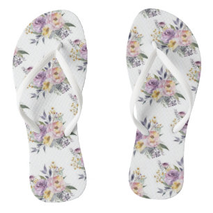 Schlappen Floral Viktorianisch Lila Rosa Blumen  Badesandalen