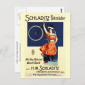 Schlätz-Fahrräder Vintages Fahrradposter Postkarte (Vorne/Hinten)