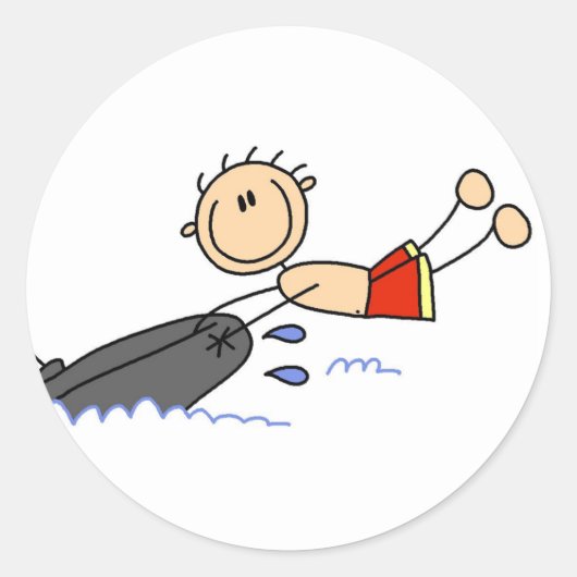 Schlauchbootfahren Stockfigur Runder Aufkleber (Vorderseite)