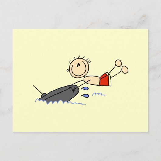 Schlauchbootfahren Strichmännchen Postkarte (Vorderseite)