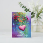 Schlaue Blume und Herzvalentin Postkarte (Stehend Vorderseite)