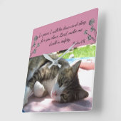 Schlaue Cat Bible Verse Wall Clock Quadratische Wanduhr (Winkel)