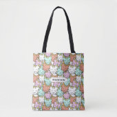 Schlaue Katzen Muster individuelle Name Taschen (Vorderseite)