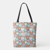Schlaue Katzen Muster individuelle Name Taschen (Rückseite)