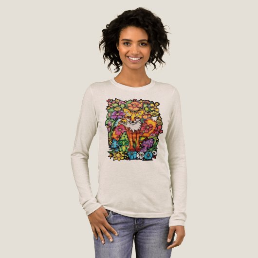 Schlaues Füchslein Tri-Blend Shirt (Volle Vorderseite)