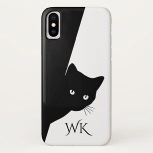 Schlaues schwarzes Katzenmonogramm Case-Mate iPhone Hülle