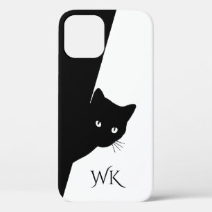 Schlaues schwarzes Katzenmonogramm Case-Mate iPhone Hülle