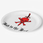 Schlecht an das KnochenHalloween Pappteller (Schrägansicht)