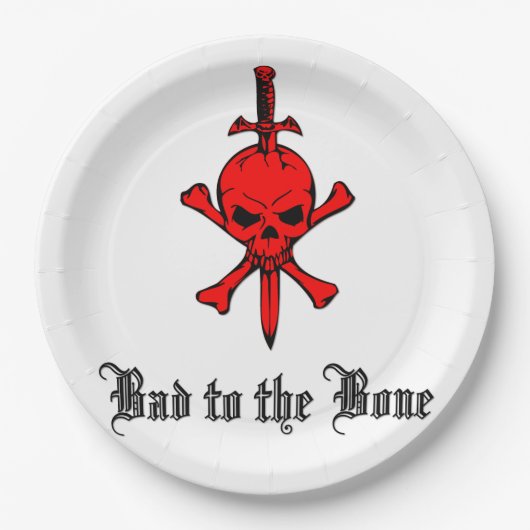 Schlecht an das KnochenHalloween Pappteller (Vorderseite)