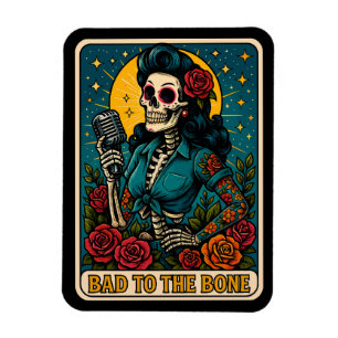 Schlecht an der Bone Retro Skeleton Singer Magnet