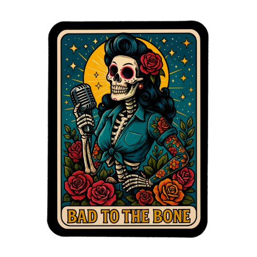 Schlecht an der Bone Retro Skeleton Singer Magnet (Vertikal)