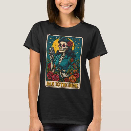 Schlecht an der Bone Retro Skeleton Singer T-Shirt (Vorderseite)