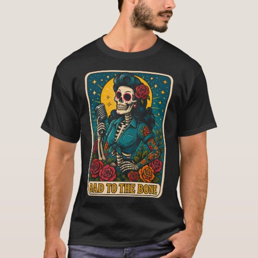 Schlecht an der Bone Retro Skeleton Singer T-Shirt (Vorderseite)